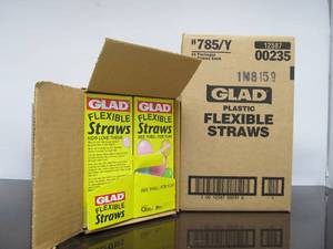 lot 135 image: 2 Brand New Shipping Cases of Retro 90s GLAD Flexible Straws