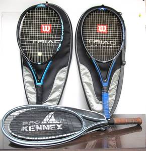 lot 207 image: 3 Tennis Rackets - 2 New or Like-New Wilson Triad