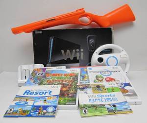 lot 28 image: Nintendo Wii Black Edition wBox Games & Accessories