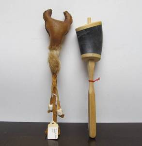 lot 35 image: 2 Handmade Native American Rattles