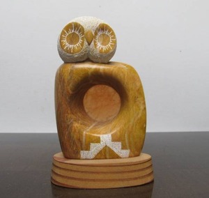 lot 37 image: Wonderful Hand Carved Navajo Stone Owl by Marvin Toya
