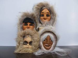 lot 56 image: Fantastic Group of Hand Made Traditional Alaskan  Inuit Masks