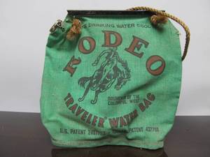 lot 69 image: Great Looking Vintage RODEO Advertising Travel Water Bag