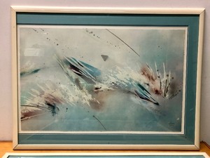 lot 317 image: 2-Piece Framed Signed Abstract Artworks