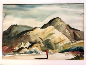 lot 344 image: Excellent Vintage Mid Century Southwestern Watercolor Landscape Scene Painting