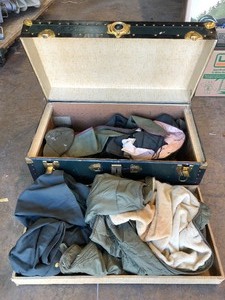 lot 327 image: Vintage Korean War era US Military Foot Locker wContents