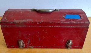 lot 348 image: Vintage 2-Drawer Metal Tool Box FULL of USA Made Tools