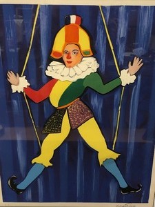 lot 382 image: Very nice Vintage Framed Signed Artist Proof Lithograph of Marionette by Roger Grass