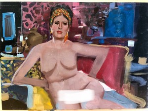 lot 302 image: Original AcrylicCasein on Board Nude Portrait Painting #2 by Renowned Illustration Artist John Berkey (1932-2008)