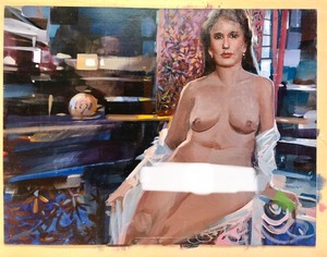 lot 304 image: Original AcrylicCasein on Board Nude Portrait Painting #4 by Renowned Illustration Artist John Berkey (1932-2008)