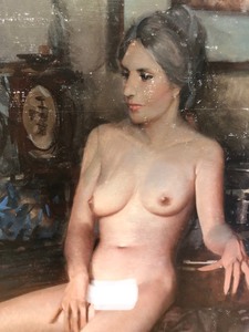 lot 306 image: Original AcrylicCasein on Board Nude Portrait Painting #6 by Renowned Illustration Artist John Berkey (1932-2008)