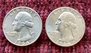 (2) 1964 90% Silver Washington Quarters