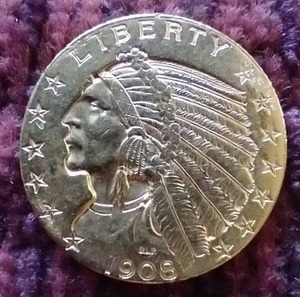 1908 Indian $5 Gold Coin
