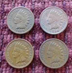 (4) Indian Head Pennies