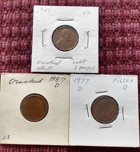 (3) Die CrackError Pennies - (2) Wheats
