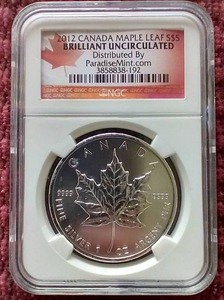 2012 Canadian 1 Oz Silver Maple - NGC Brilliant Uncirculated