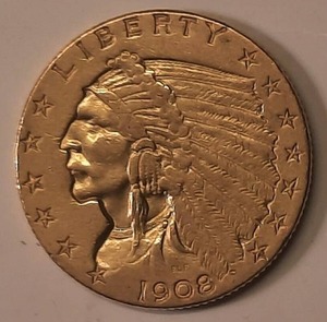 1908 Indian $2.50 Gold Coin (Quarter Eagle)