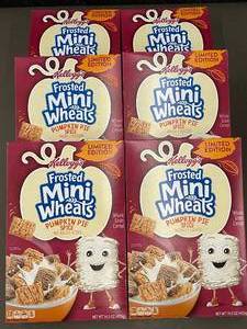 lot 23 image: Lot of 6 Kelloggs Frosted Mini-Wheats Pumpkin Pie Spice Limited Edition Cereal
