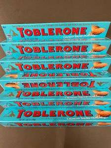 lot 28 image: Lot of 6 Toblerone Crunchy Salted Almond 3.52 oz Bars