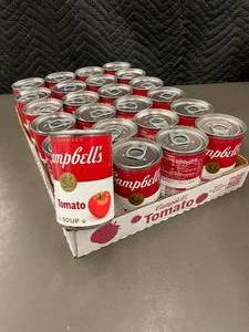 lot 35 image: Lot of 24 Campbells Condensed Tomato Soup Cans