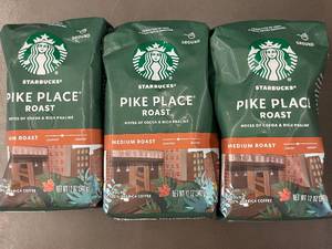 lot 42 image: Lot of 3 Starbucks Pike Place Roast Ground Coffee 12 oz Bags