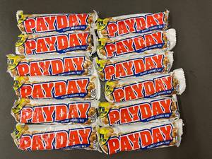 lot 61 image: Payday Peanut Caramel Bars - Lot of 12