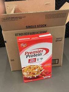 lot 106 image: Lot of 8 Post Premier Protein Mixed Berry Almond Cereal Boxes
