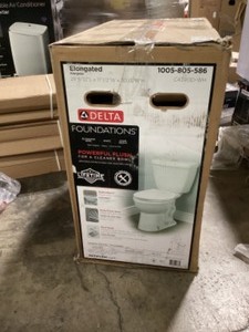 Delta Foundations 2-Piece 1.1 GPF1.6 GPF Dual Flush Elongated Toilet in White Customer Returns See Pictures