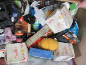 lot 128 image: Box of Assorted Small Overstock Ite...