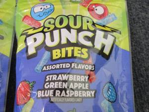 lot 273 image: 6- 9 oz Sour Punch Bites in date...