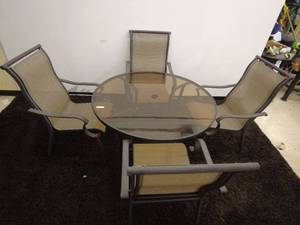 lot 67 image: Glass Top Patio Table with 4 Chairs