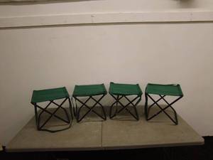 lot 87 image: Lot of 4 Green Folding Camping Stools