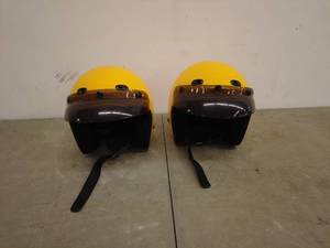 lot 121 image: Pair of Choko Design Yellow Motorcycle Helmets - Large