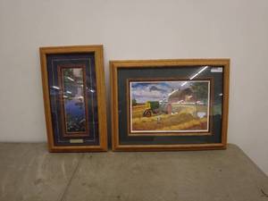 lot 184 image: Lot of 2 Framed Art Prints - Farm and Nature Scenes