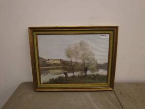 lot 185 image: Framed Print of Ville dAvray by Jean-Baptiste-Camille Corot