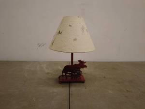 lot 157 image: Rustic Moose Design Table Lamp with Paper Shade
