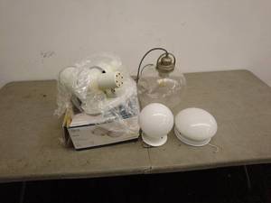 lot 178 image: Lot of Assorted Light Fixtures and Lamp Shades