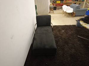 lot 281 image: Modern Black Chaise Lounge with Metal Armrests