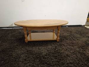 lot 202 image: Oval Wooden Coffee Table with Shelf