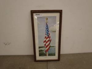 lot 220 image: Framed American Flag Art Print