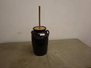 lot 247 image: Vintage Ceramic Butter Churn with Wooden Dasher and Lid