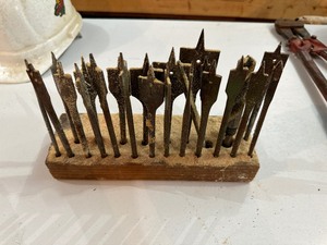 Twenty -Three Spade Bits and Handmade Holder