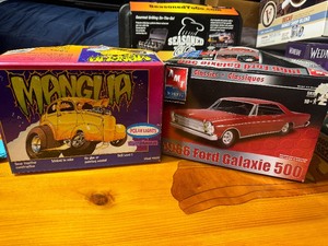 Two Model Cars 1966 Ford Galaxie and Manglia Street Rod