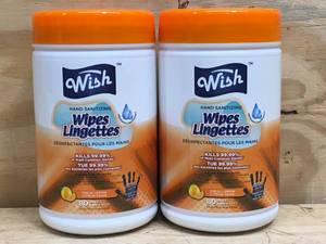 lot 38 image: Lot of 2 - Wish Disinfectant Wipes 80 Count