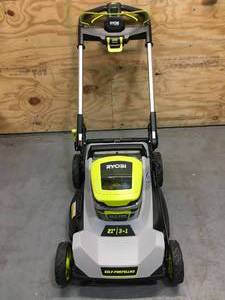 lot 4 image: RYOBI 40-Volt HP Brushless 21 in. cordless walk behind self-propelled lawn mower with a 4Ah battery and charger Model # RY401014