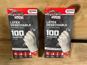 lot 91 image: GREASE MONKEY Lot of 2 Boxes of- Disposable Latex Gloves (100 per box)