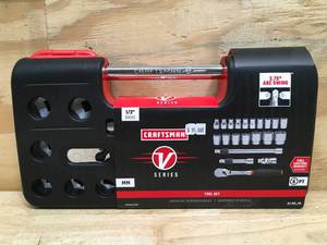 lot 63 image: Craftsman V-Series 21-Piece Metric 12-in Drive 6-point Shallow Socket Set Model # CMMT45755V