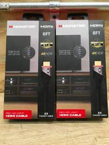 lot 65 image: Lot of 2 - Built-In Red LED Light 6 FT High Speed 4K HDR HDMI Cables