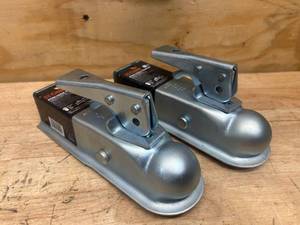 lot 105 image: CURT Lot of 2- 1-78 Straight-Tongue Couplers with Posi-Lock (2 Channel, 2,000 lbs., Zinc)