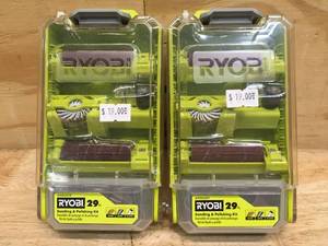 lot 48 image: Lot of 2 - Ryobi Rotary Tool 29-Piece Sanding and Polishing Kit (For Wood, Metal and Plastic) Model # A90AS29